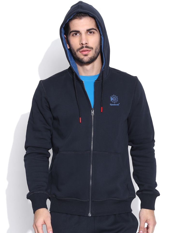 Buy Reebok Classic Navy Starcrest Hooded Training Sweatshirt