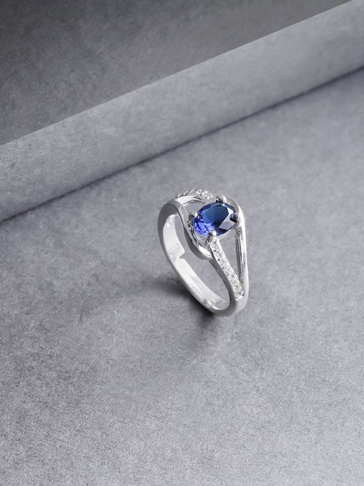 Buy Jewels Galaxy Navy Blue Silver Plated Stone Studded