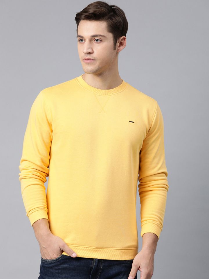Van Heusen Men Yellow Solid Sweatshirt 