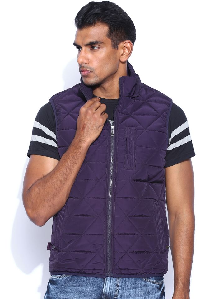 Buy Killer Purple Hooded Sleeveless Jacket Jackets for Men