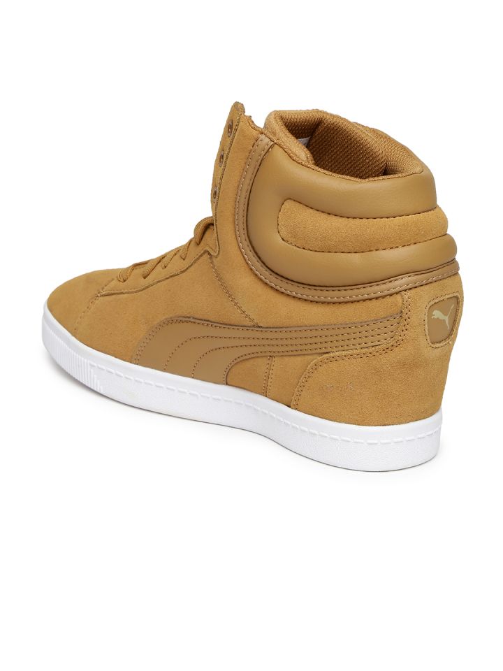 PUMA Women Brown Vikky Suede Wedge Sneakers