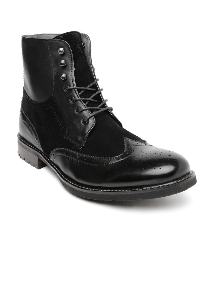 Buy Steve Madden Men Black Leather Boots Myntra