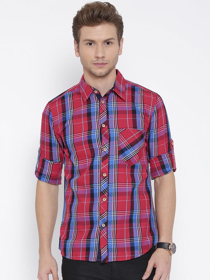 Buy Slub Denim Co. Red \u0026 Blue Checked 