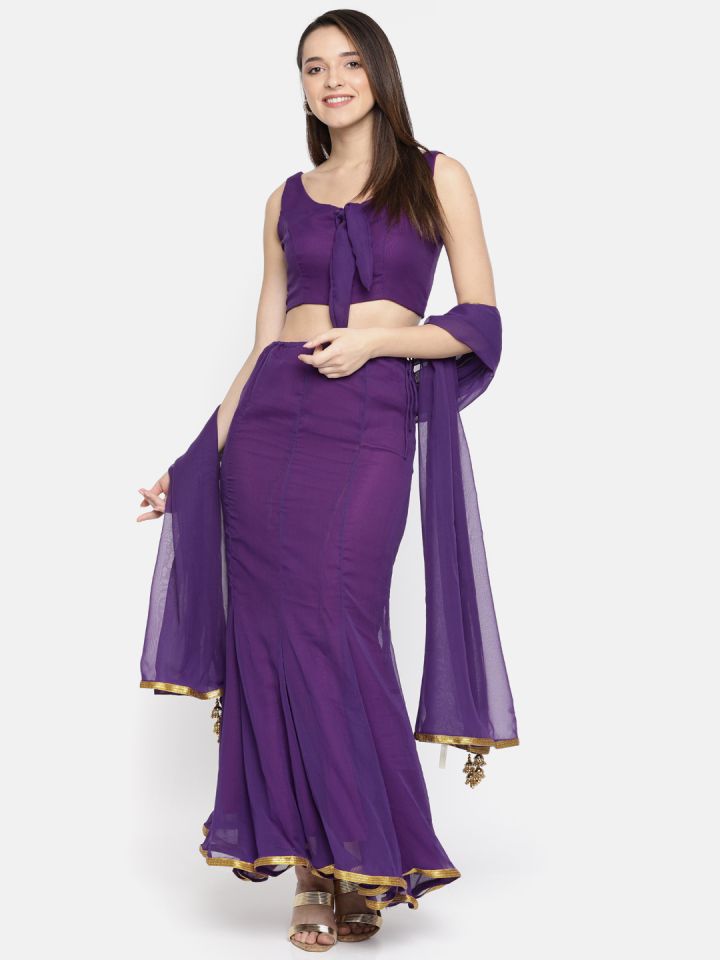 Buy Ira Soleil Purple Ready To Wear Lehenga Blouse With