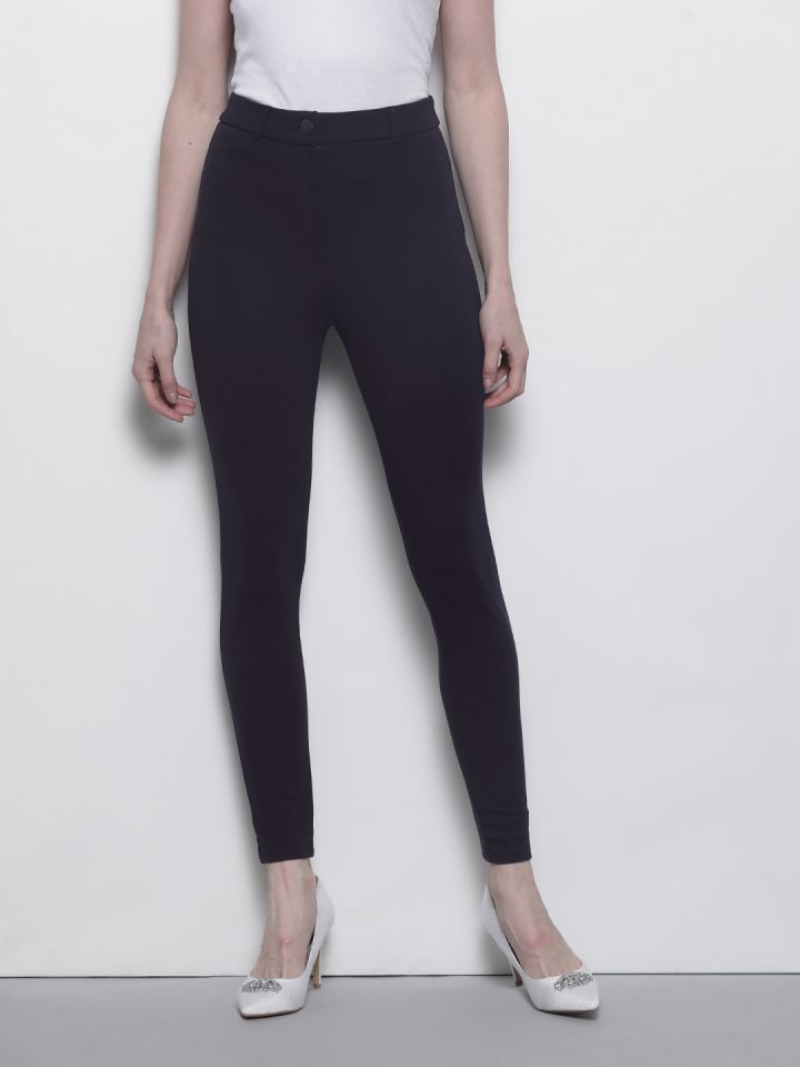 Buy DOROTHY PERKINS Women Navy Blue Solid Treggings Jeggings for
