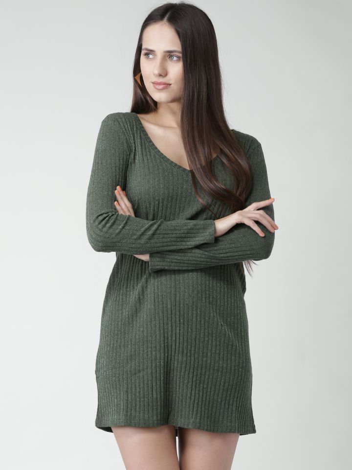 Olive green sweater dress hot sale