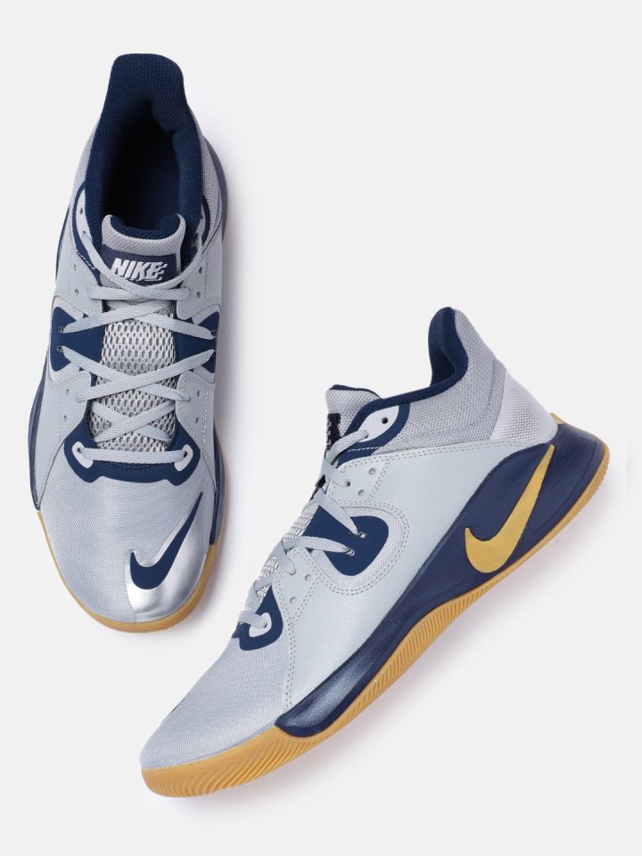 grey and navy blue nike shoes