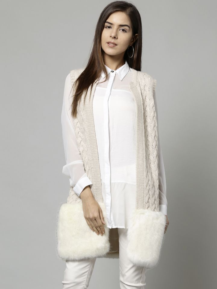 Fur sleeveless hotsell cardigan