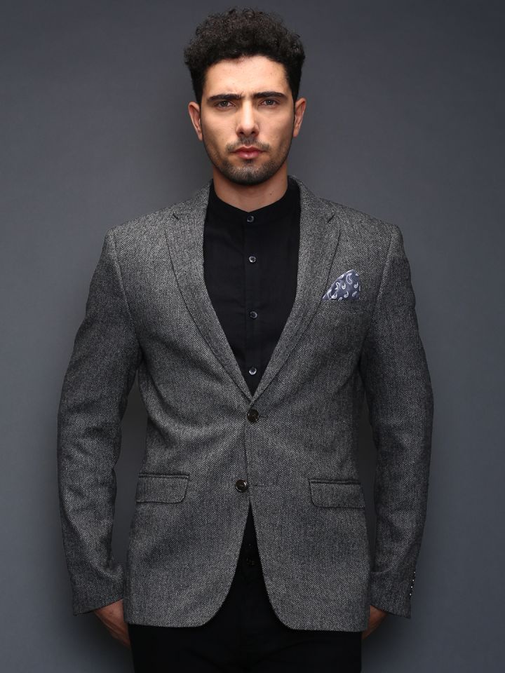 Buy SELECTED Charcoal Grey Single Breasted Blazer Blazers for