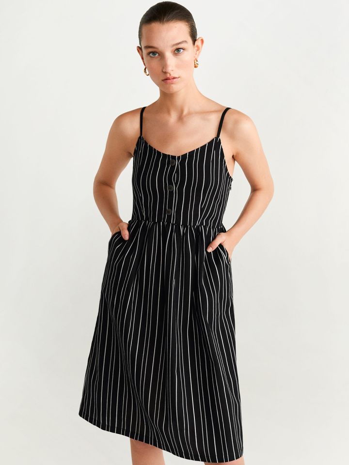 Mango black online and white dress