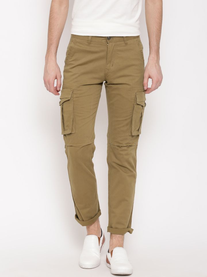 Buy Mens Olive Green Slim Fit Cargo Trousers for Men Online at Bewakoof