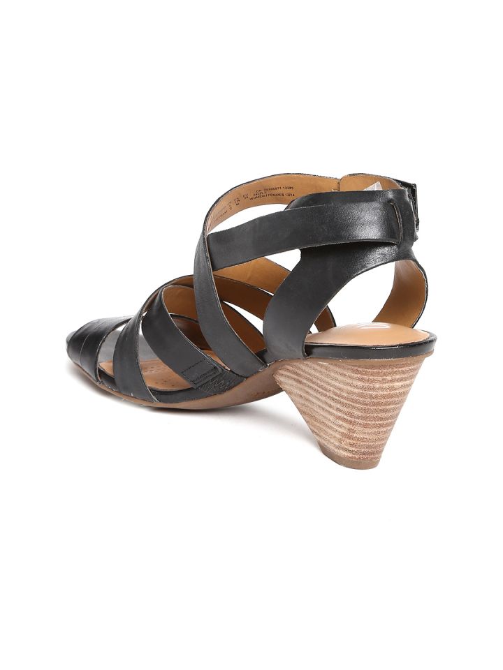 Clarks Women Black Leather Wedges