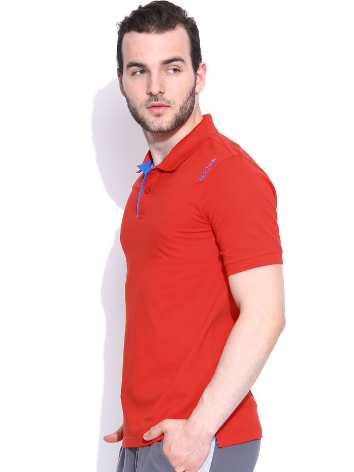 Buy Reebok Red Dist. Core Training Polo Pure Cotton T Shirt