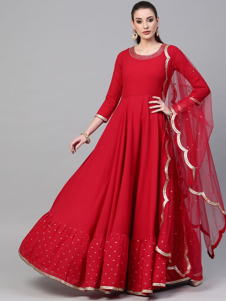 Red anarkali suit myntra Clearance