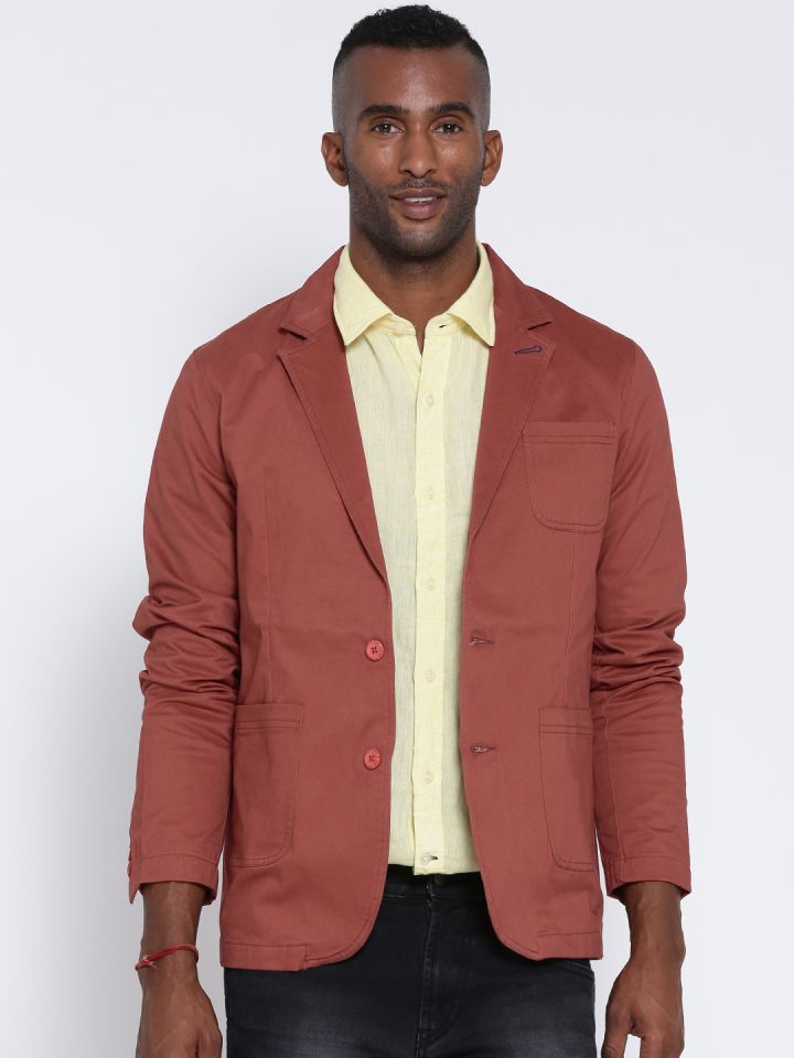 Buy The Indian Garage Co. Brick Red Slim Fit Blazer Blazers for
