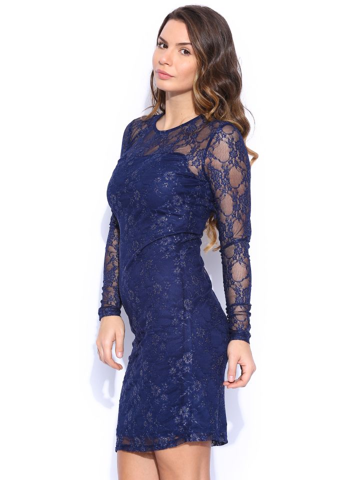 navy blue lace dress with sleeves