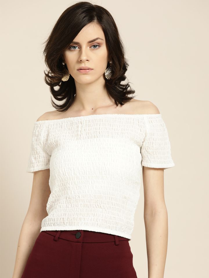 smocked bardot top
