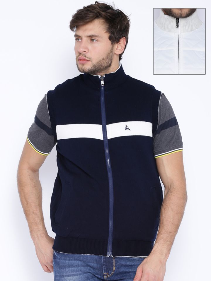 Parx White Navy Reversible Sleeveless Jacket