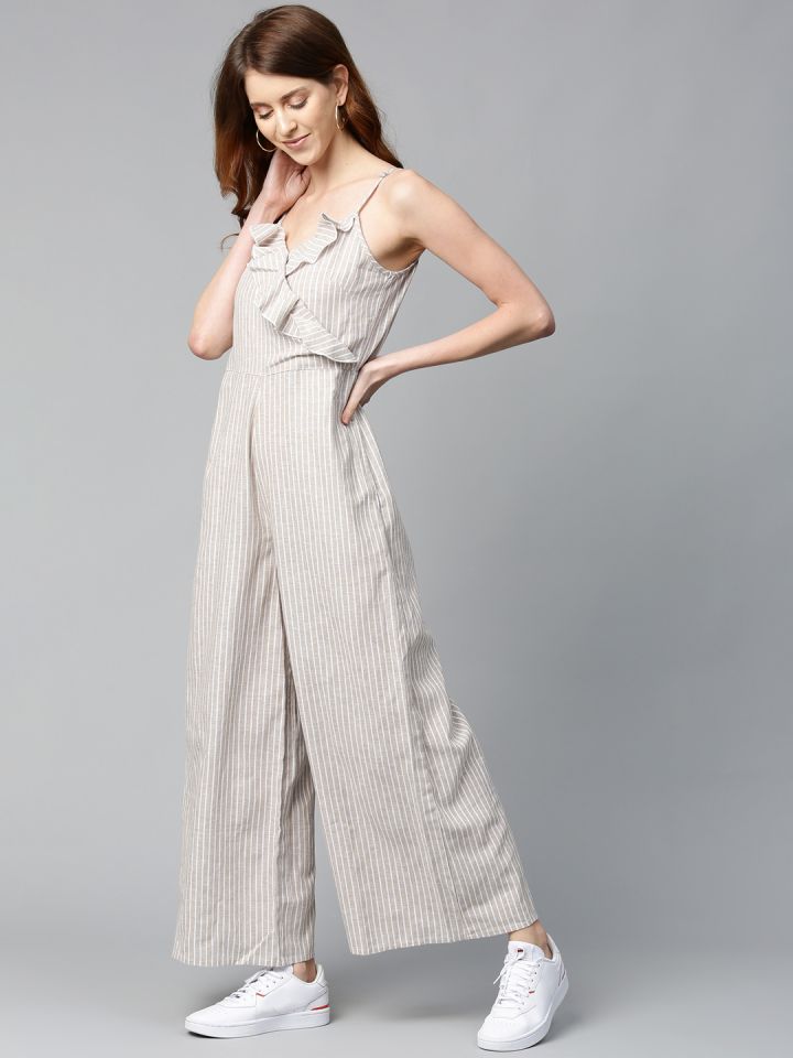 Grey and shop white striped jumpsuit