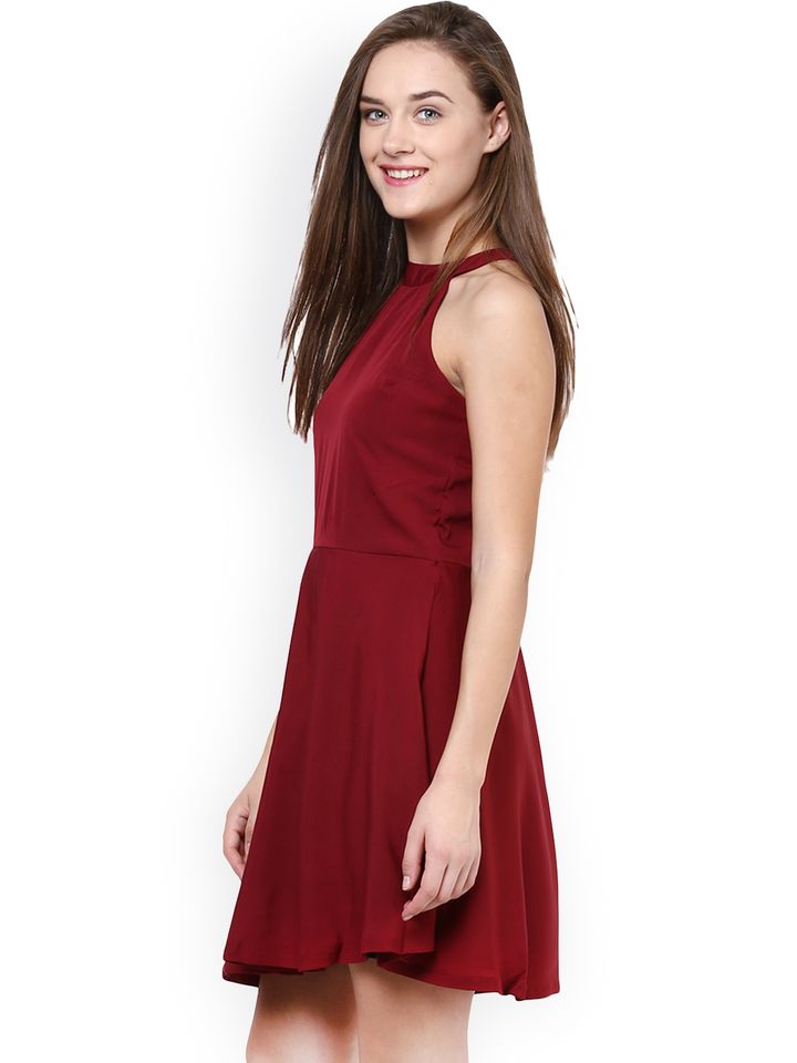 maroon skater dress