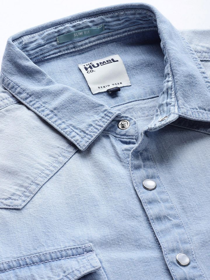 Buy The Humbl Co Men Blue Slim Fit Solid Casual Denim Shirt Shirts For Men 11313090 Myntra Последние твиты от the humble co. the humbl co men blue slim fit solid casual denim shirt