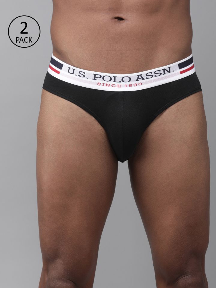 Buy U.S. Polo Assn. Men Pack Of 2 Black Solid Briefs Y9I006 002 P2