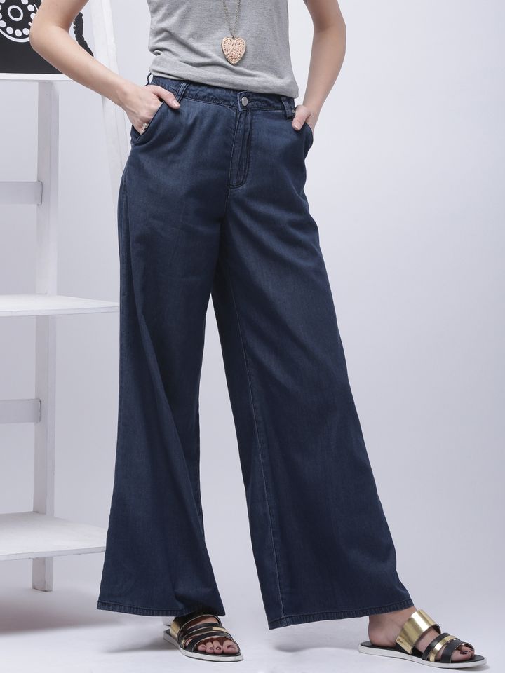 Buy Encrypt Blue Wide Legged Palazzo 