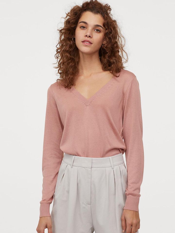Light pink v neck cheap sweater