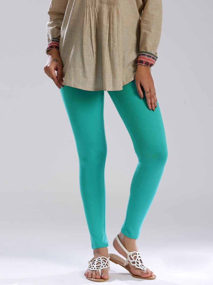 Buy W Turquoise Blue Ankle Length Leggings Leggings for Women