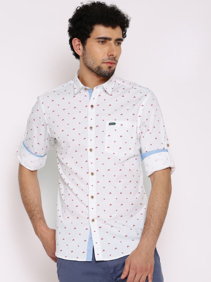 Buy John Players White Printed Trim Fit Casual Shirt Shirts For