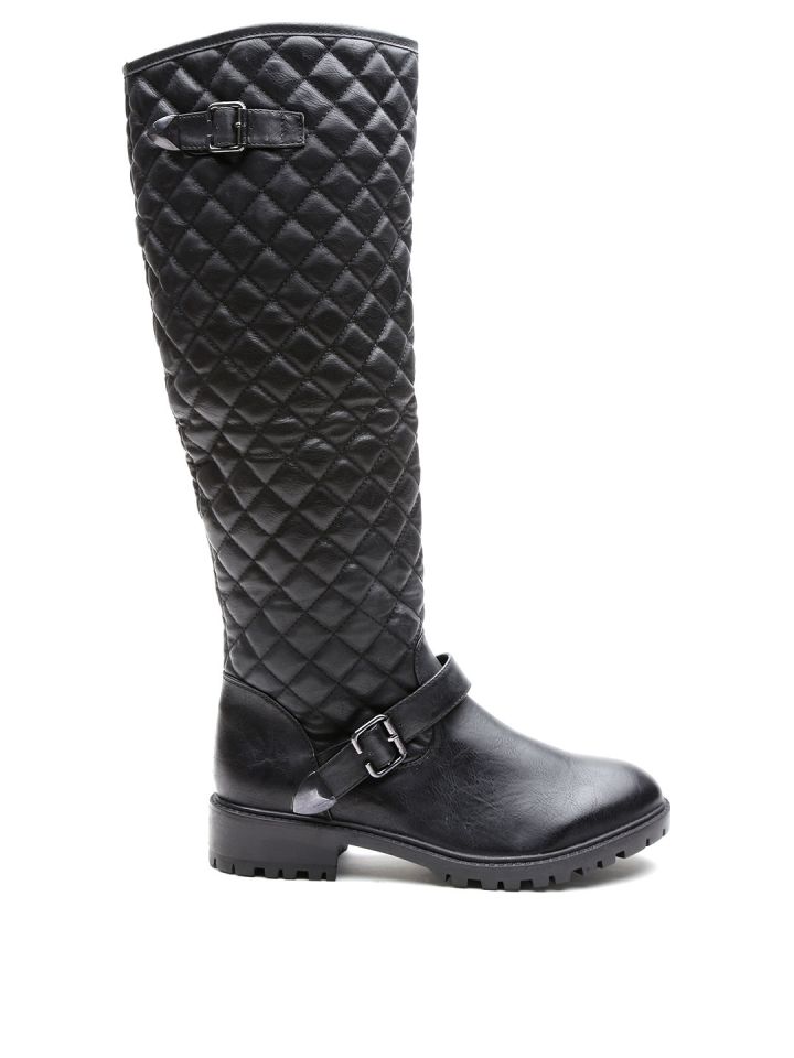 Black quilted deals boots womens