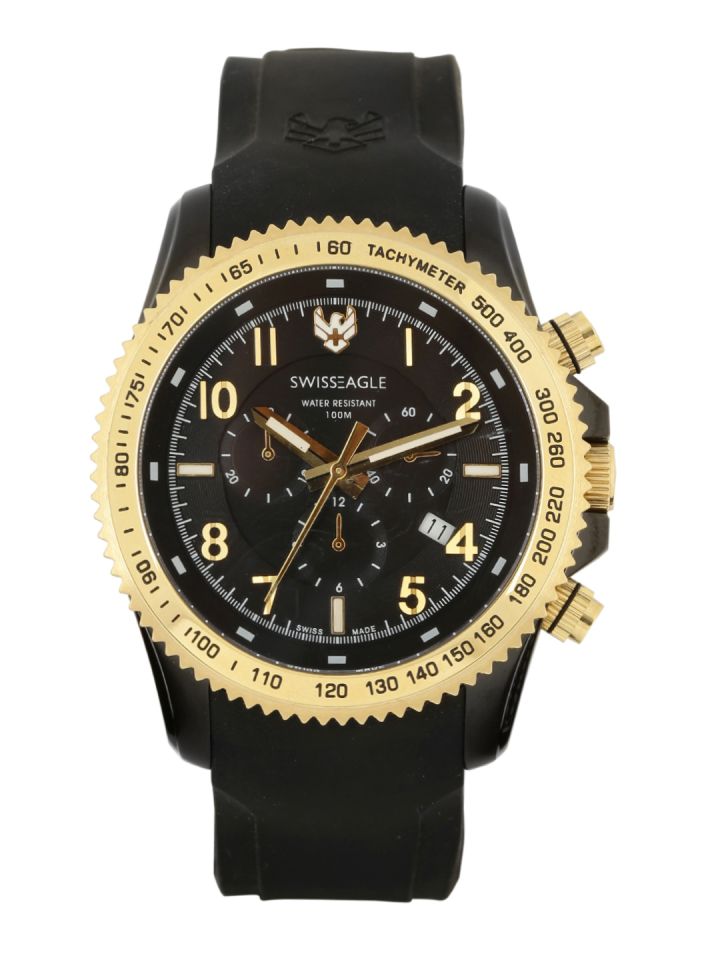 Swiss Eagle Men Black Dial Chronograph Watch SE 9044 05