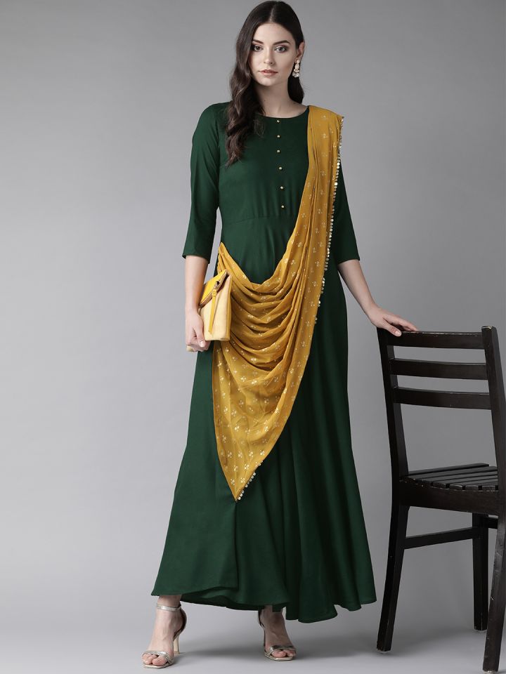 Green dress top with dupatta