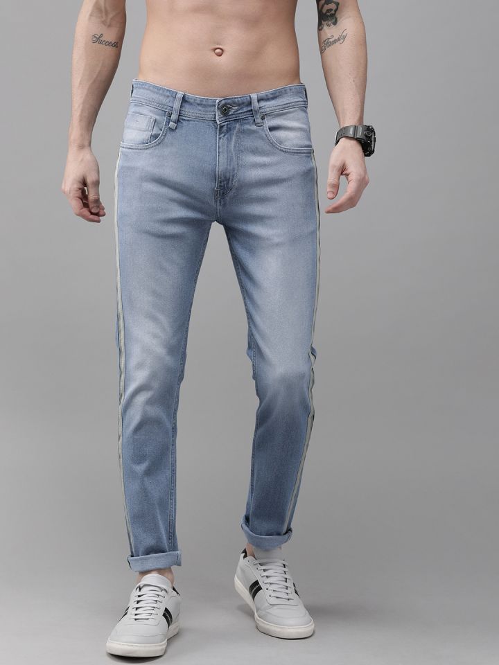 Side stripe discount jeans mens myntra