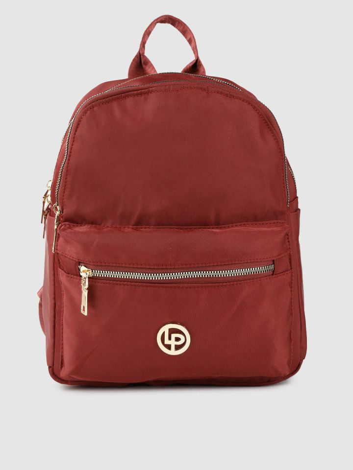 Buy Lino Perros Women Maroon Solid Laptop Backpack Backpacks for