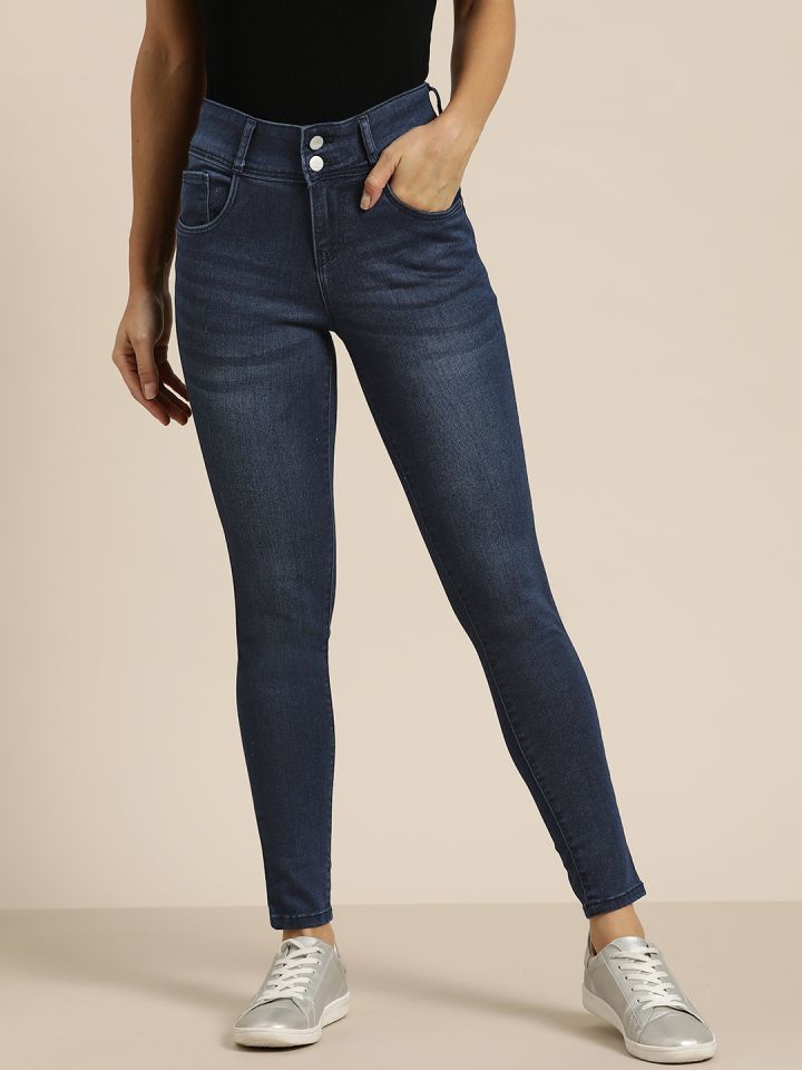 Buy Kraus Jeans Women K4014 Blue Skinny Fit High Rise Clean Look