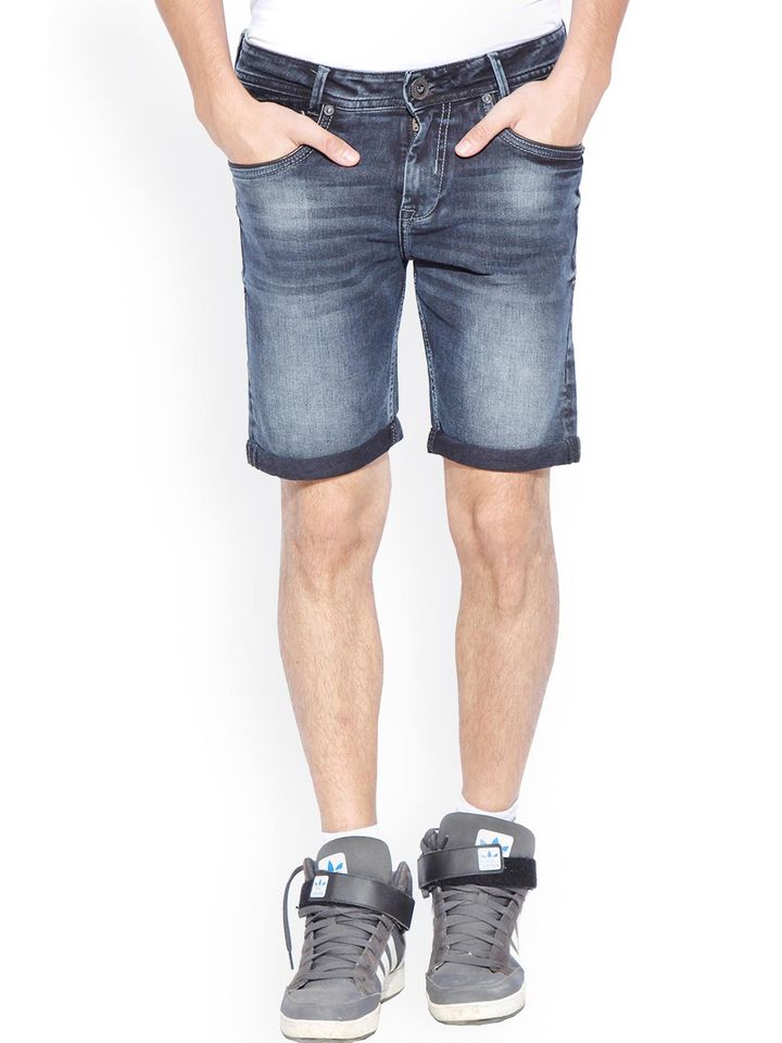Buy Mufti Black Denim Shorts - Shorts 