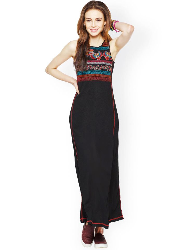 Myntra black maxi dress top