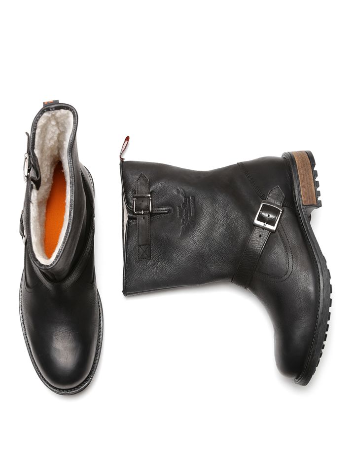 Superdry Men Black Leather Biker Boots