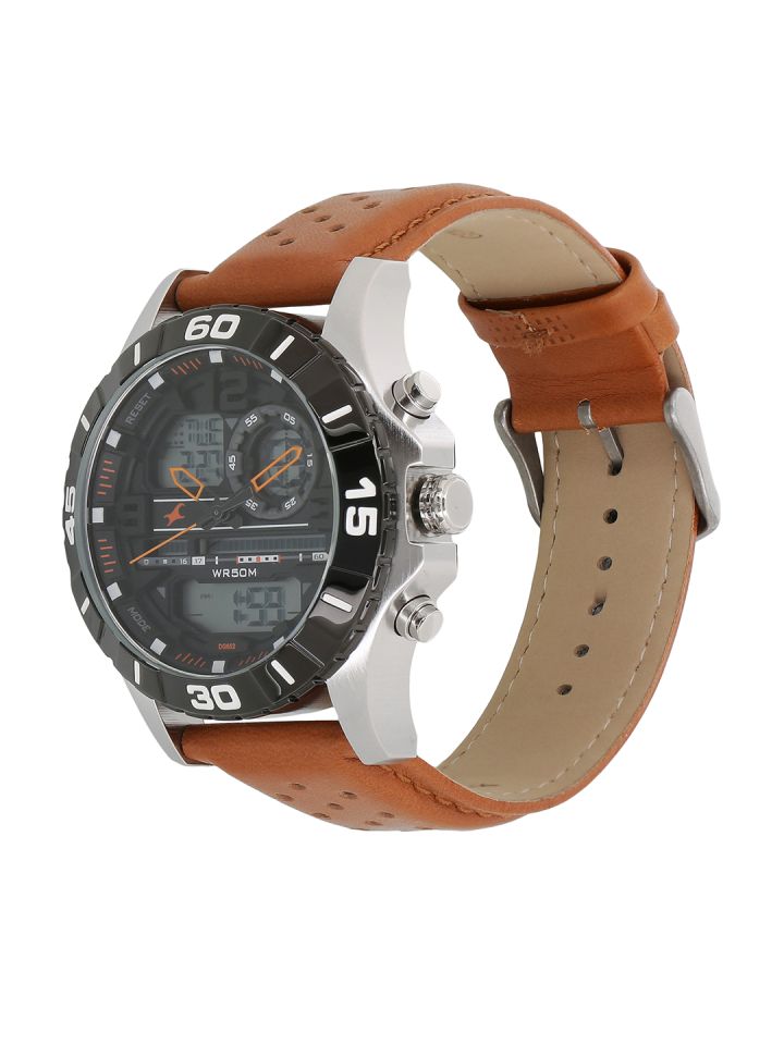 Buy Fastrack Men Grey Tan Analogue And Digital Watch Watches