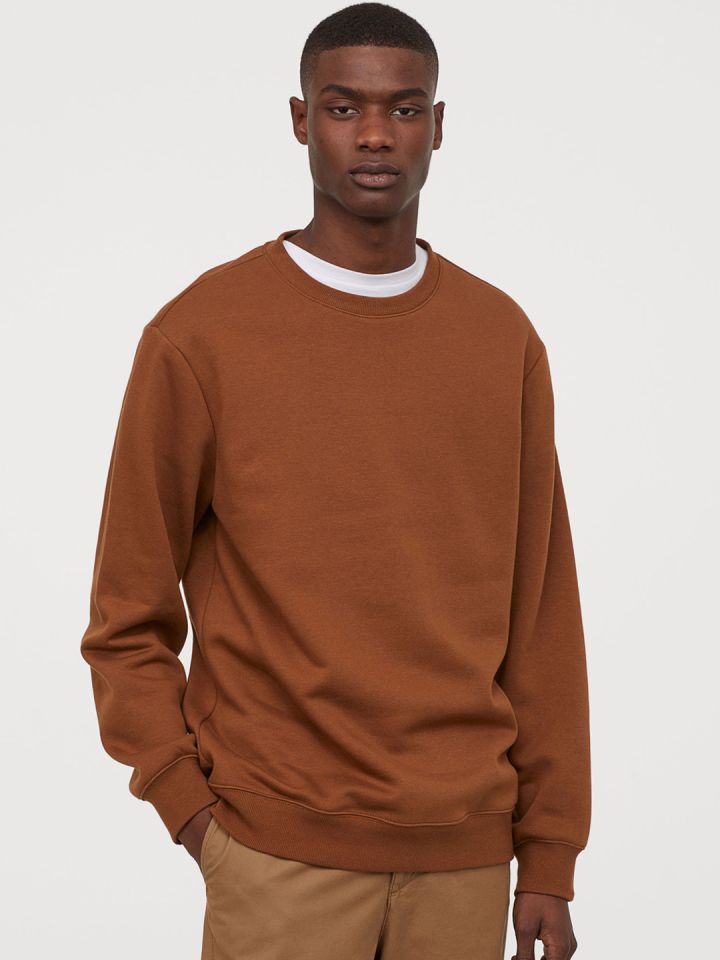 H M Men Brown Sweatshirt