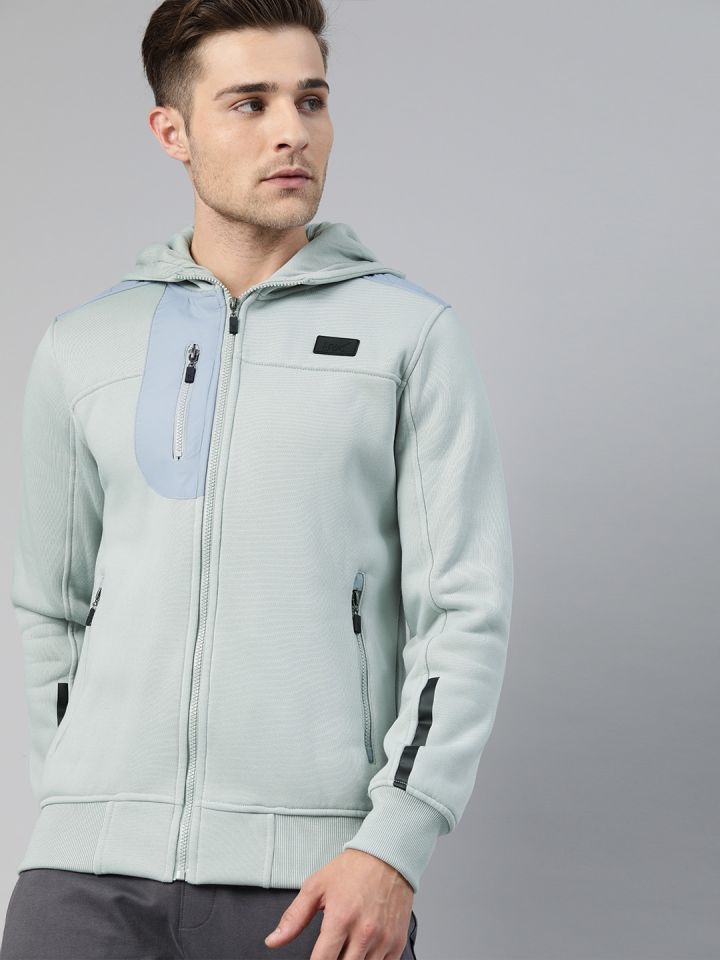 Buy HRX By Hrithik Roshan Men Grey Solid Hooded Bomber Jacket