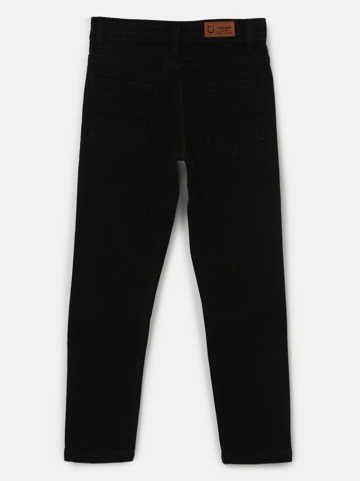 Buy Urbano Juniors Boys Black Slim Fit Mid Rise Clean Look