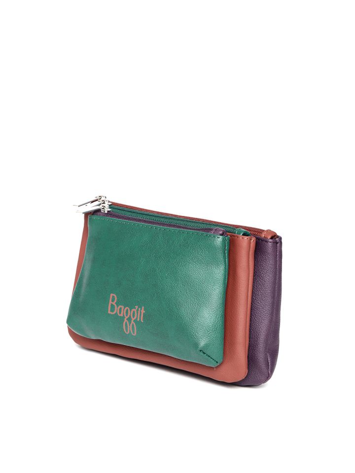 Buy Baggit Green Purple Textured Purse Clutches for Women