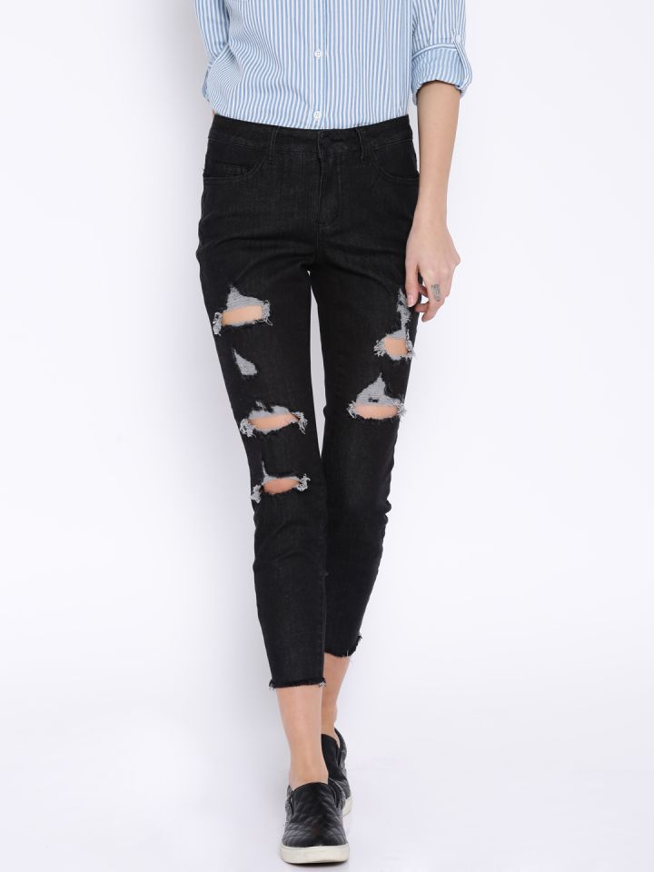 Black distressed deals jeans girls