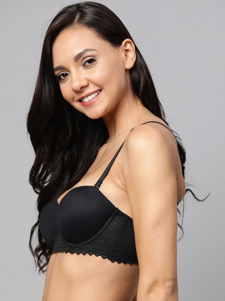 Marks & Spencer Black Solid Non-Wired Lightly Padded Everyday Bra T333039