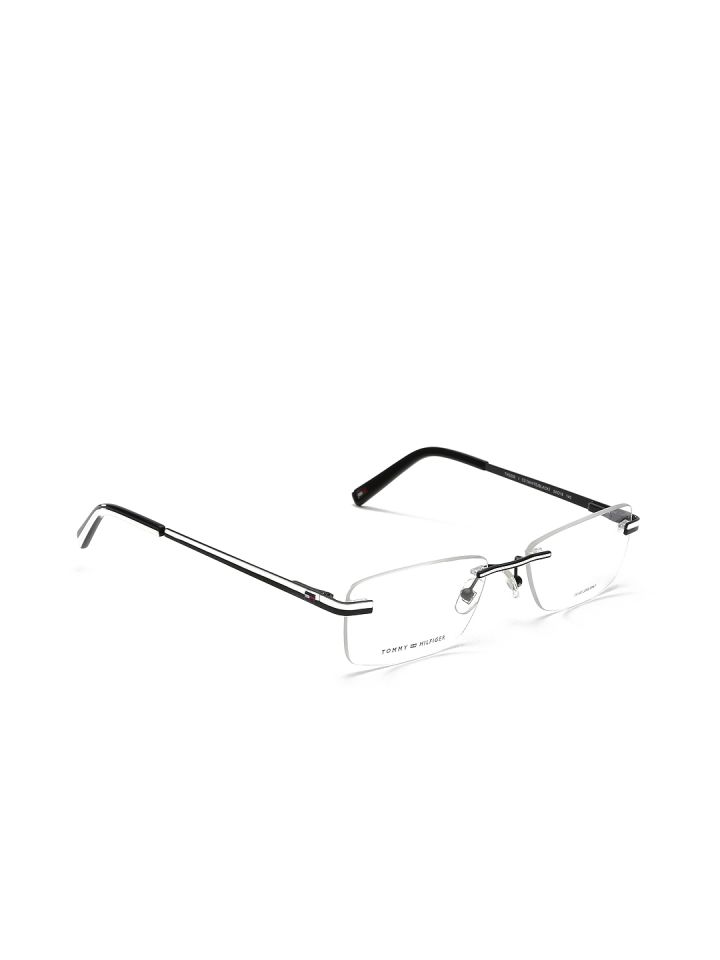 Buy Tommy Hilfiger Unisex Black White Rimless Rectangular Frames