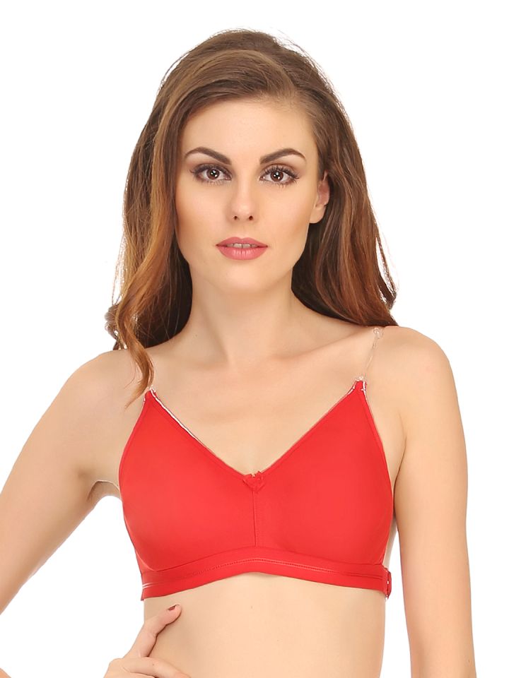 Buy Clovia Cotton Rich Non Wired T Shirt Bra With Transparent Multiway  Straps Red - Bra for Women 1194071