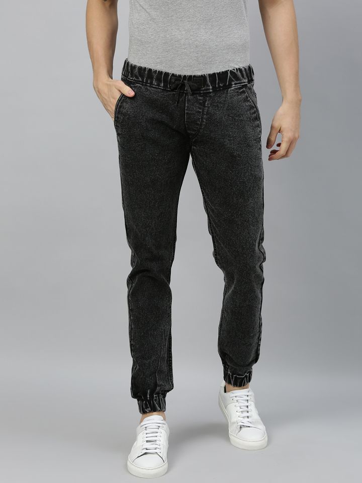 Acid wash black joggers best sale