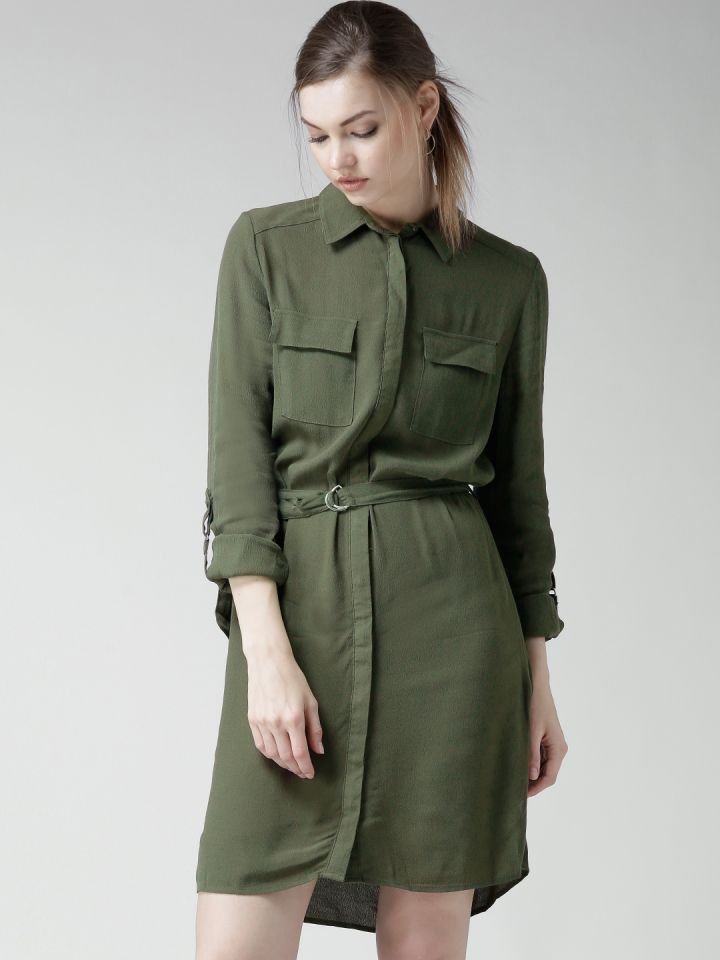 Military green shirt dress on sale